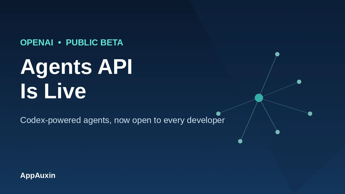 OpenAI Agents API public beta announcement graphic showing a connected agent network diagram