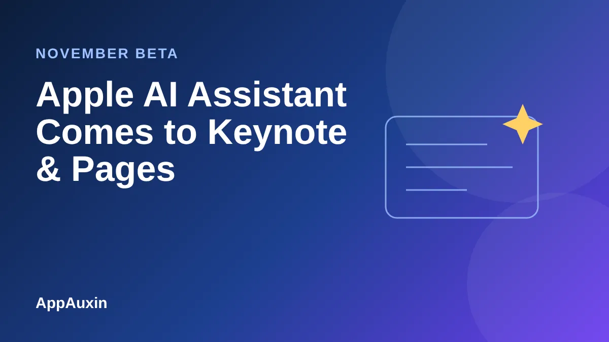 Apple Creator Studio AI assistant coming to Keynote and Pages, shown as a document with a sparkle icon