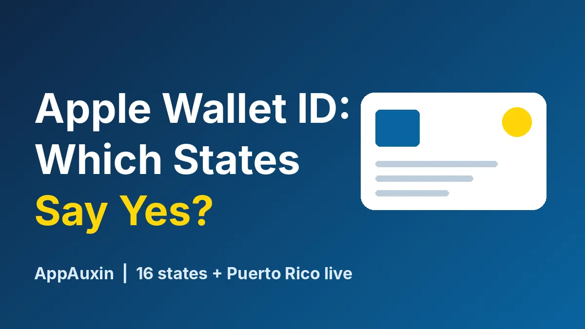 Apple Wallet driver's license graphic showing an ID card and the text Which States Say Yes