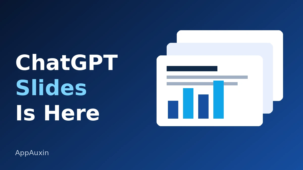 ChatGPT Slides logo-style graphic showing stacked presentation slides with a bar chart