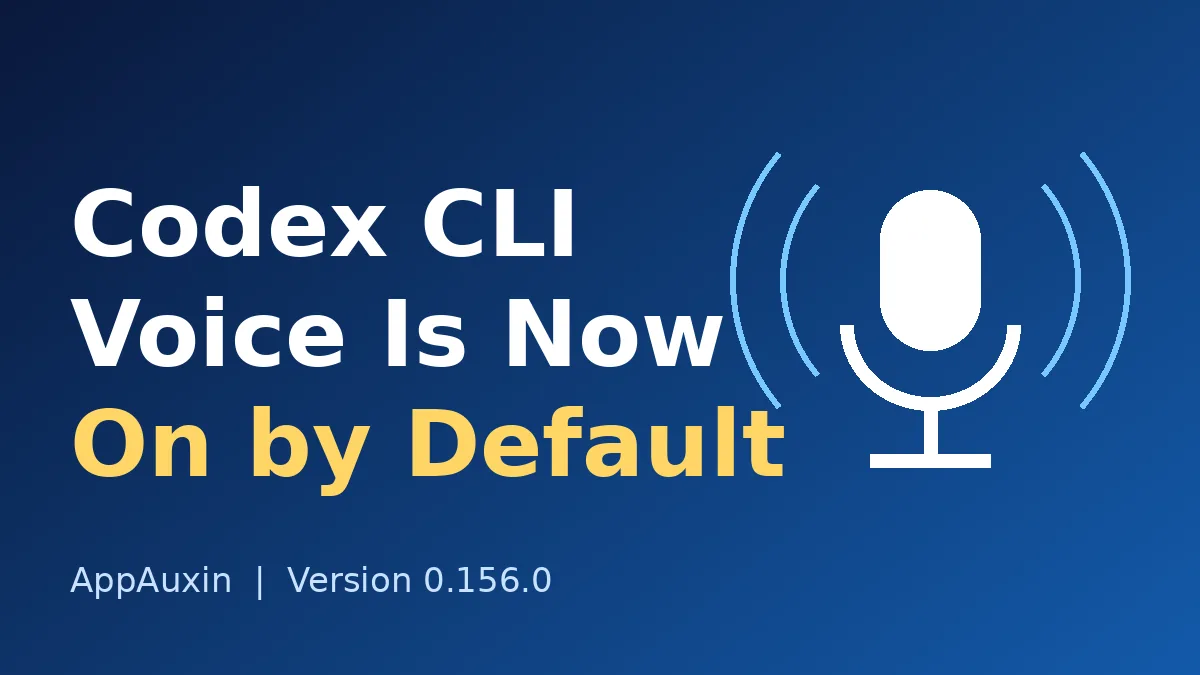 Microphone icon with the text Codex CLI voice is now on by default