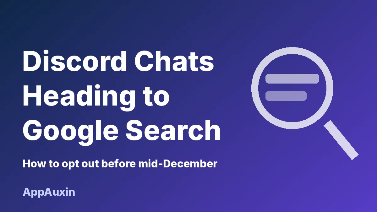 Magnifying glass over a chat window showing Discord messages in Google search results