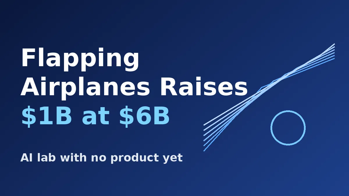 Graphic showing Flapping Airplanes funding: $1B raised at a $6B valuation