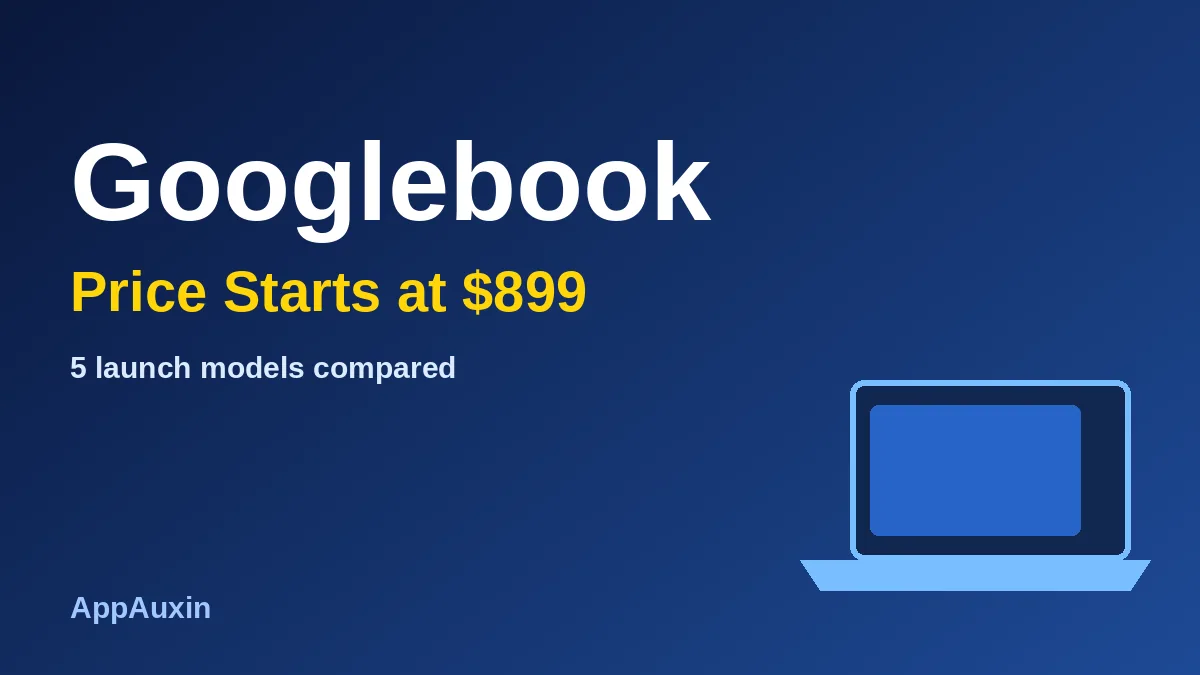 Googlebook price graphic showing a laptop and the $899 starting price
