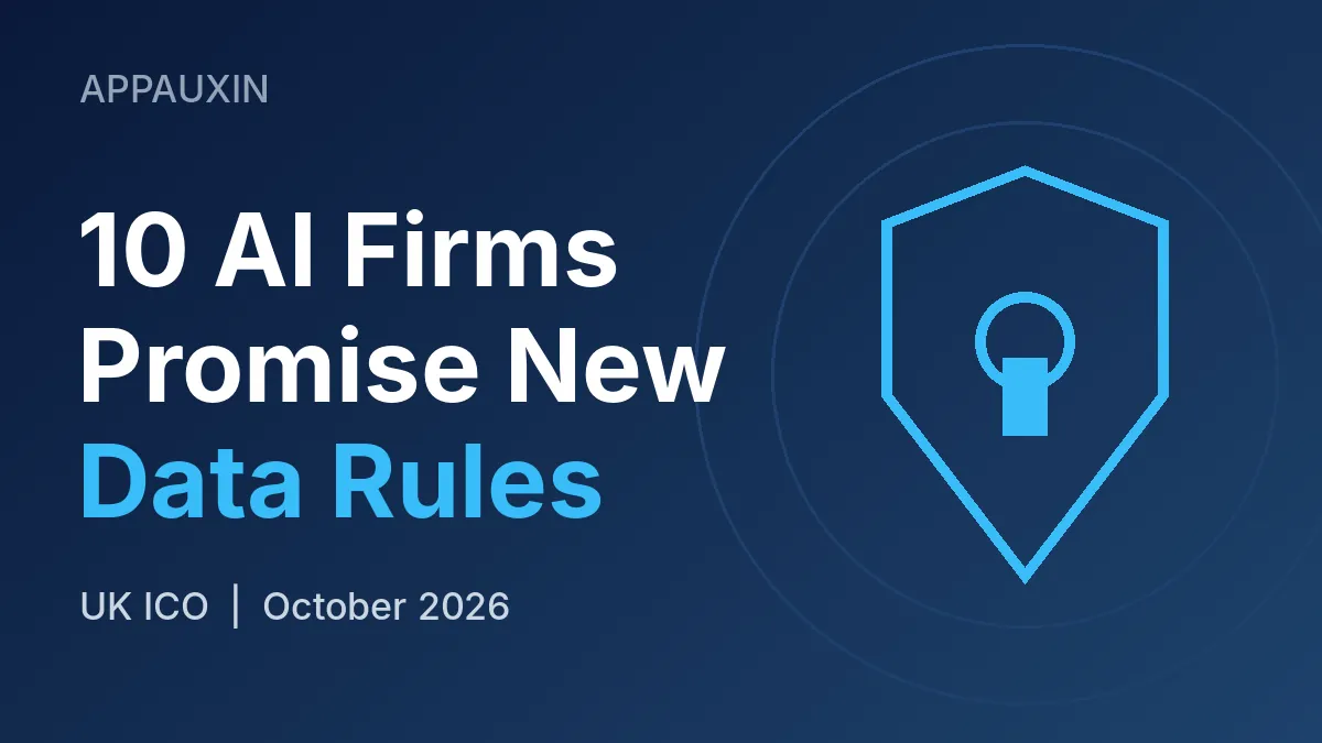 Shield icon beside text about ten AI firms promising new data rules, illustrating the ICO AI commitments