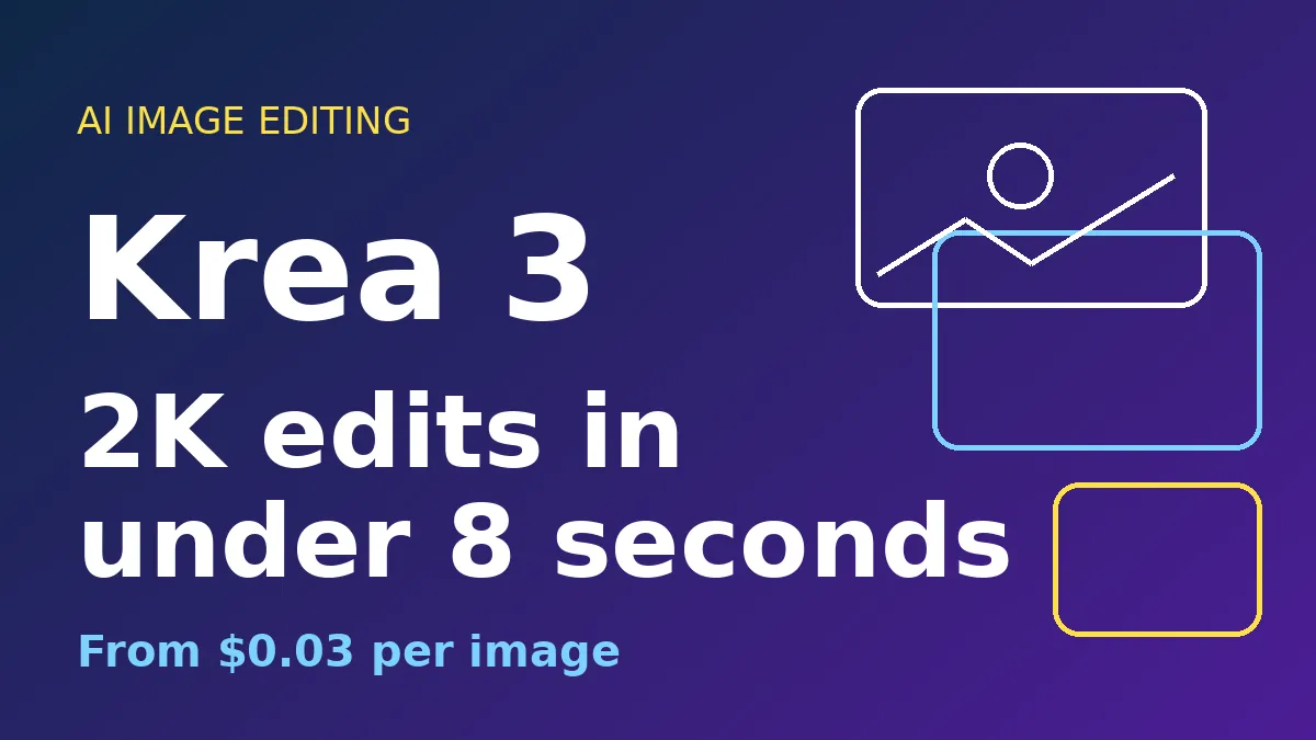 Krea 3 Edits 2K Images in Under 8 Seconds for $0.06 Each