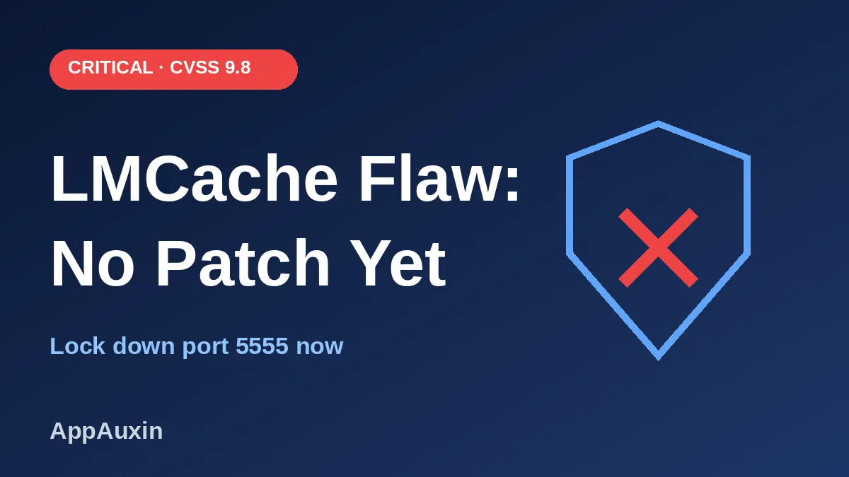 Shield with a red X illustrating the LMCache vulnerability that has no patch yet