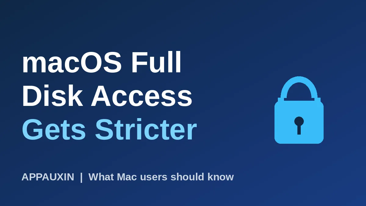 Padlock graphic with the text macOS Full Disk Access gets stricter