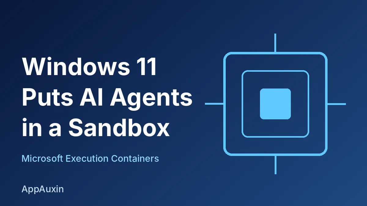Graphic showing nested square containers with the text Windows 11 Puts AI Agents in a Sandbox, for Microsoft Execution Containers