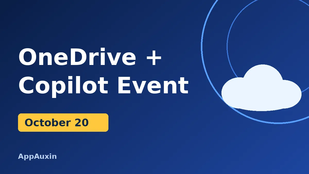 OneDrive Copilot event on October 20 graphic with a cloud icon