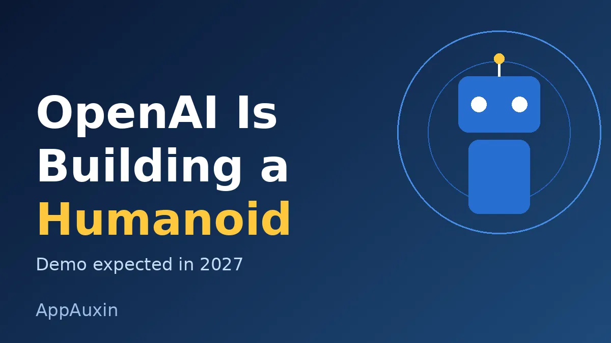 OpenAI humanoid robot illustration with text about a 2027 demo