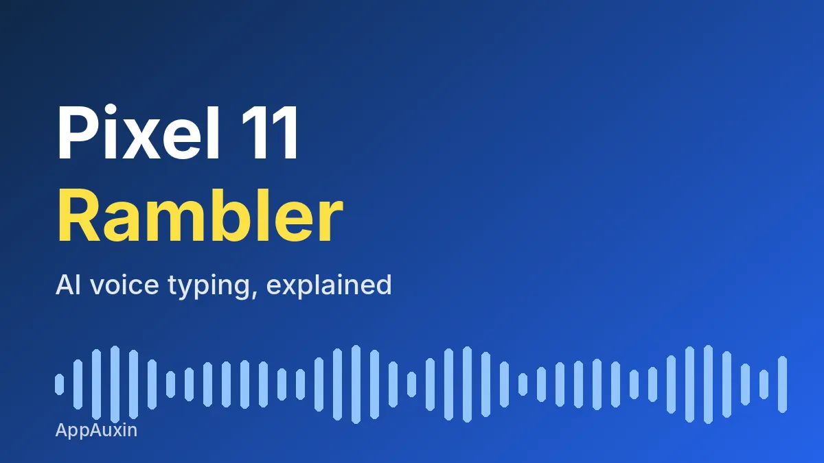 Pixel 11 Rambler AI voice typing graphic with a sound wave