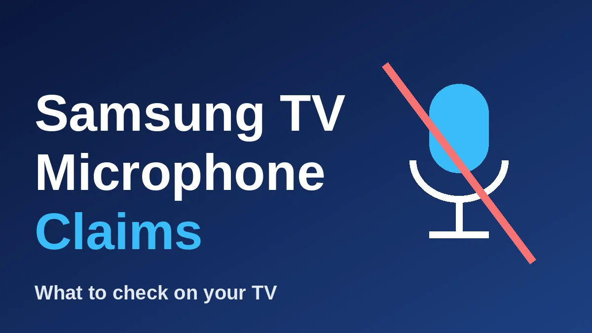 Crossed-out microphone icon beside the text Samsung TV Microphone Claims