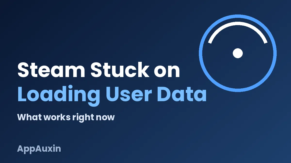 Steam loading user data error screen graphic with title text