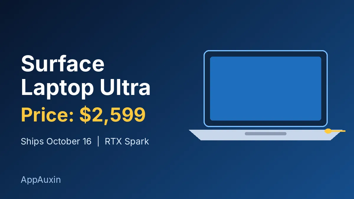 Surface Laptop Ultra price graphic showing a laptop and the $2,599 starting price
