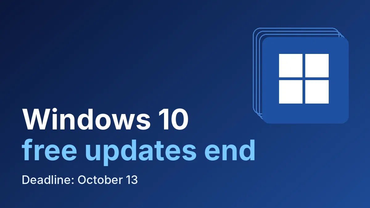 Windows 10 ESU deadline graphic showing the Windows logo and the October 13 end date