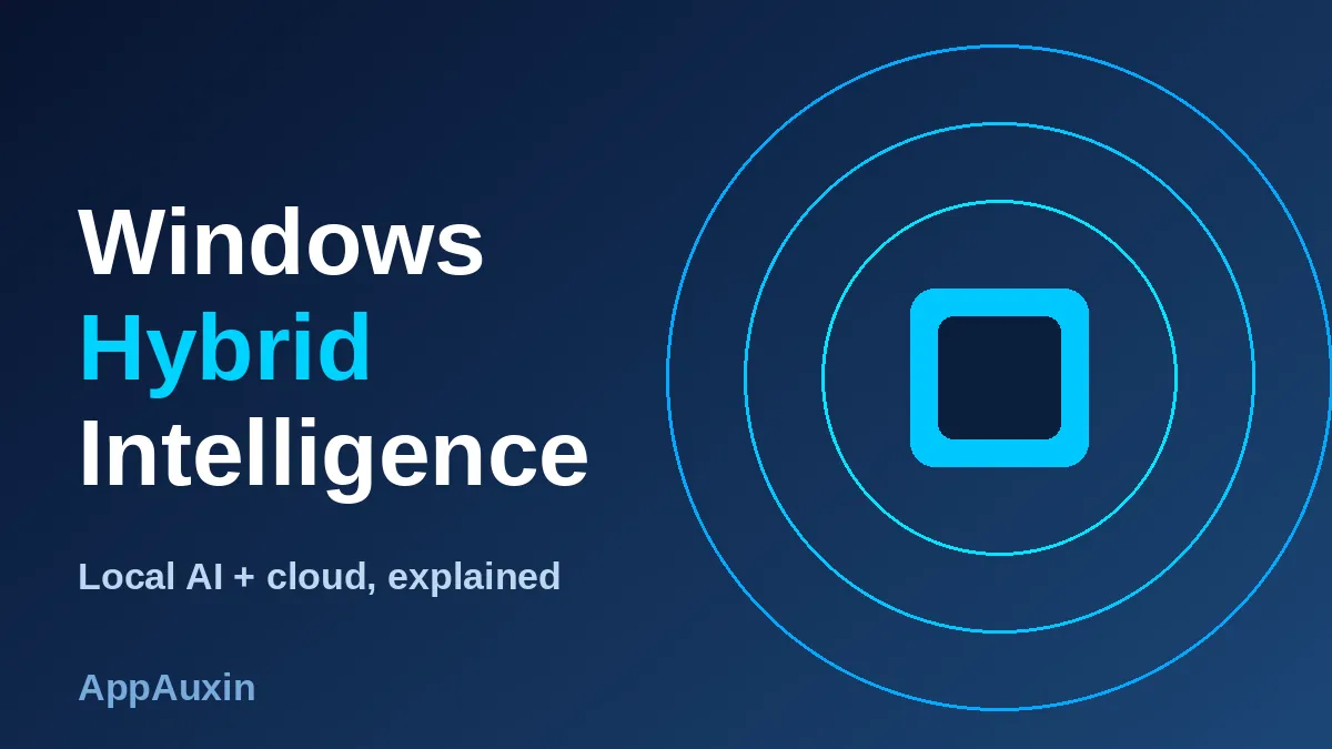 Windows hybrid intelligence graphic showing a chip with cloud rings