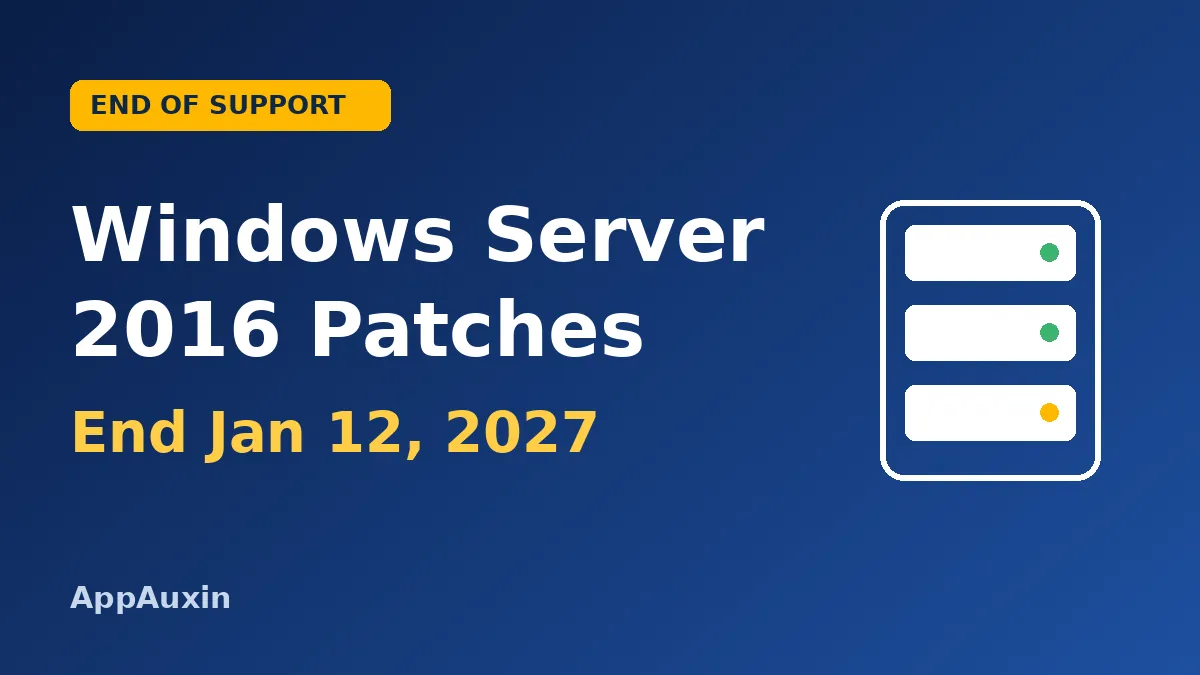Server icon with text about Windows Server 2016 end of support on January 12, 2027